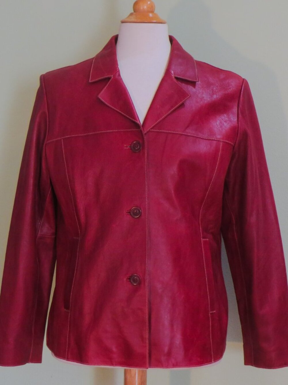 Vintage Mossimo Women's Red Leather XL Jacket - Picture 2 of 12